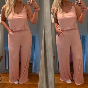 Super cozy blush spaghetti strap jumpsuit size s